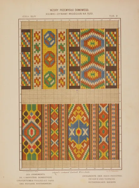 Les ornements de l’industrie domestique – Couvertures tissues et tapis des paysans Routheniens Pl.09 av Ludwik Wierzbicki