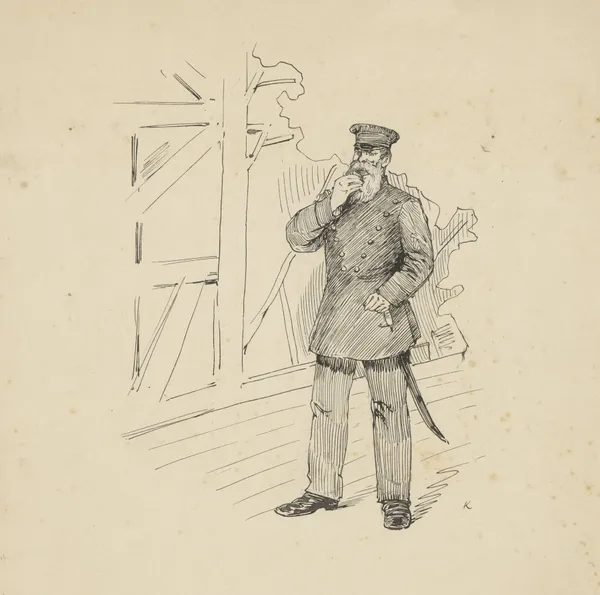 Militair nipt aan een glas cognac av Hendrik Maarten Krabbé