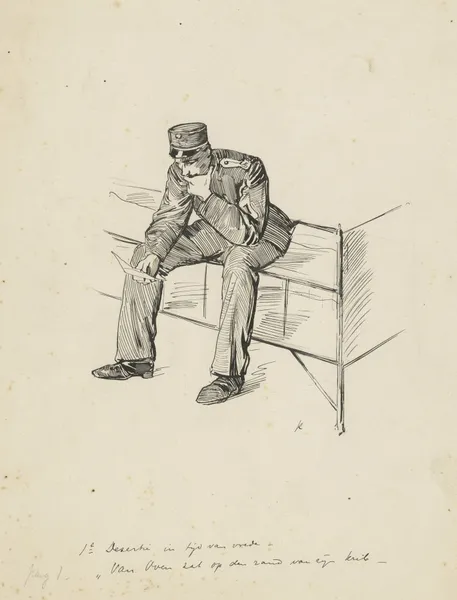 Soldaat leest een brief av Hendrik Maarten Krabbé