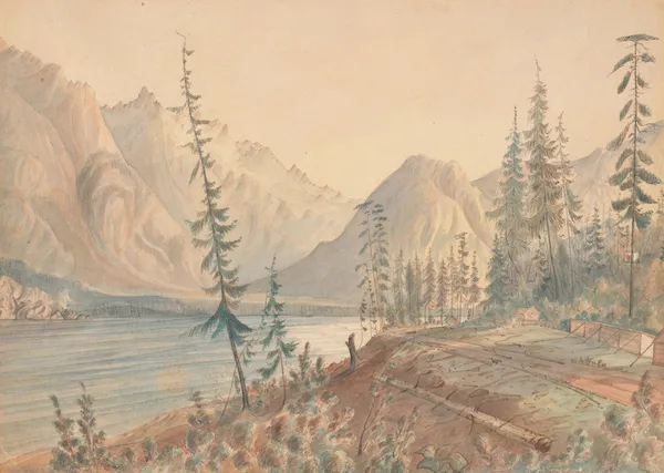 Indian village above Fort Hope av James Madison Alden