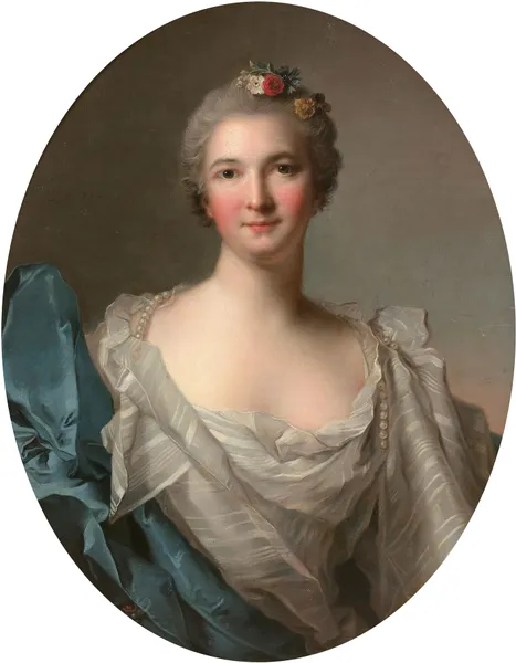 Portrait d’une dame de qualité à la robe blanche et au drapé bleu av Jean-Marc Nattier