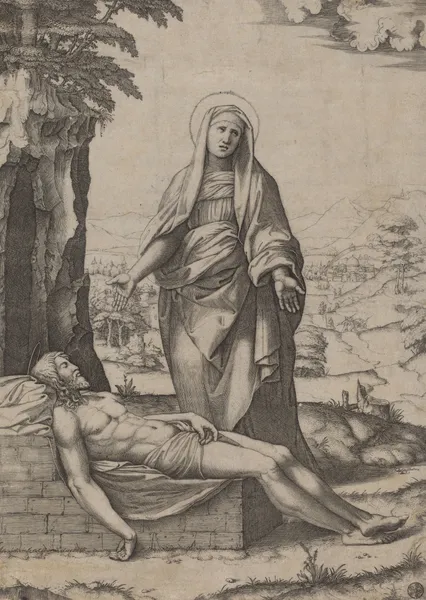 The Lamentation of the Virgin av Marcantonio Raimondi