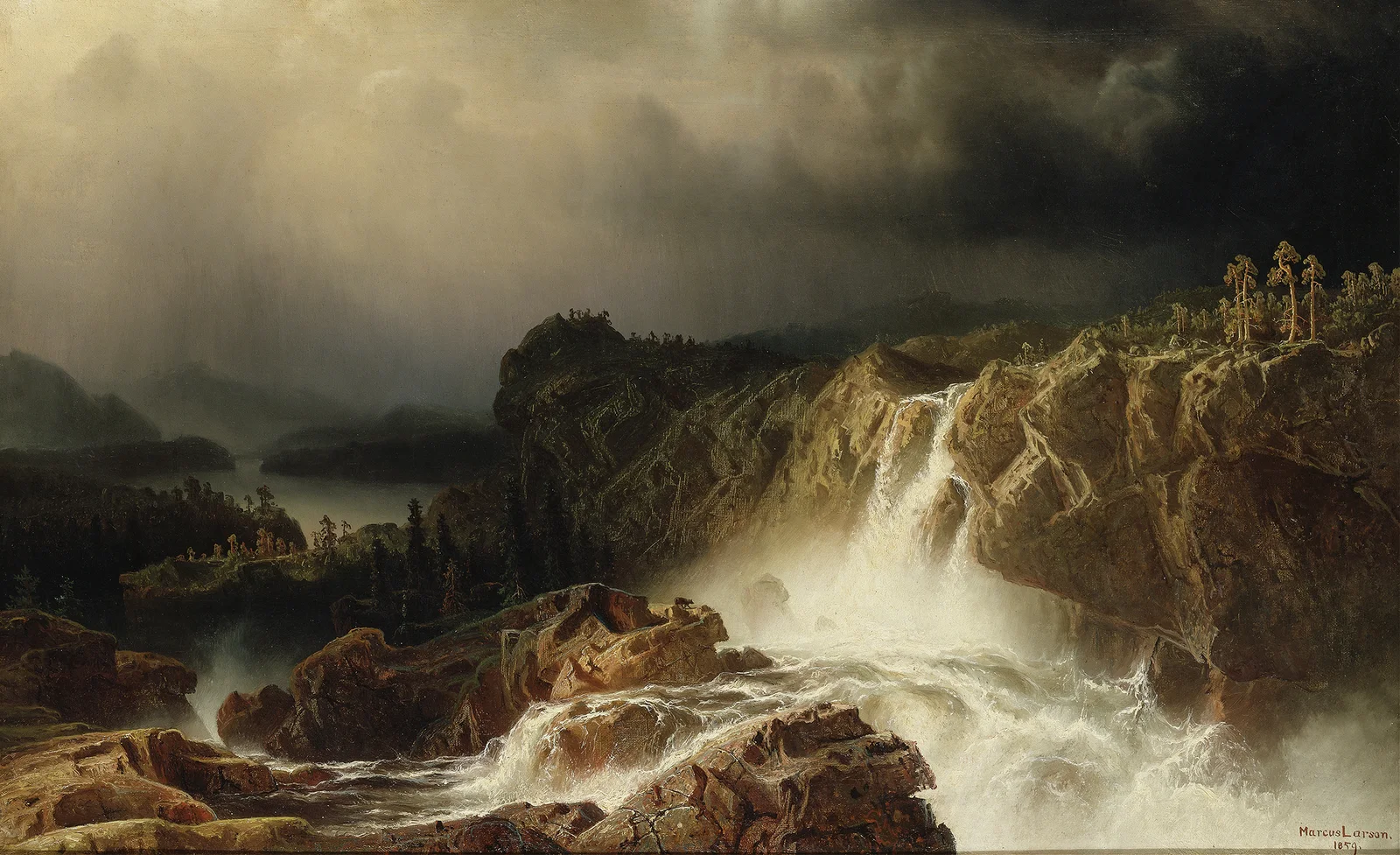Rocky Landscape with Waterfall av Marcus Larson
