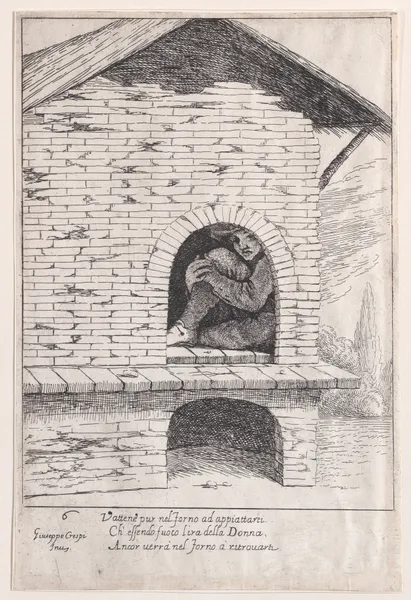 Plate 6; Bertoldo hidden in a furnace av Giuseppe Maria Crespi