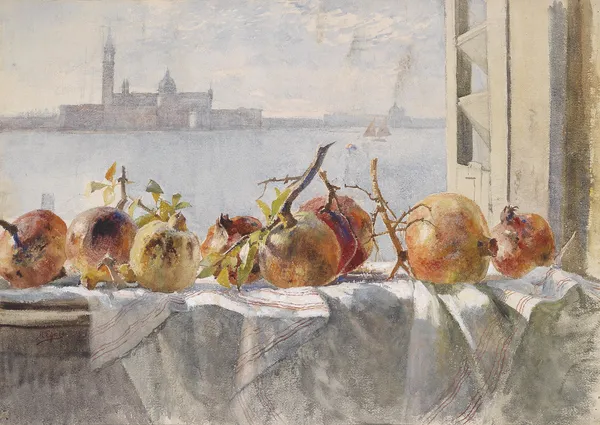 Granatäpfel auf einer Fensterbank av Marie Egner