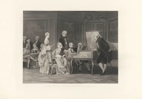 Mozart enfant à la Cour de l’Empereur François Ier (after Gustave Boulanger) av Jean-Pierre-Marie Jazet