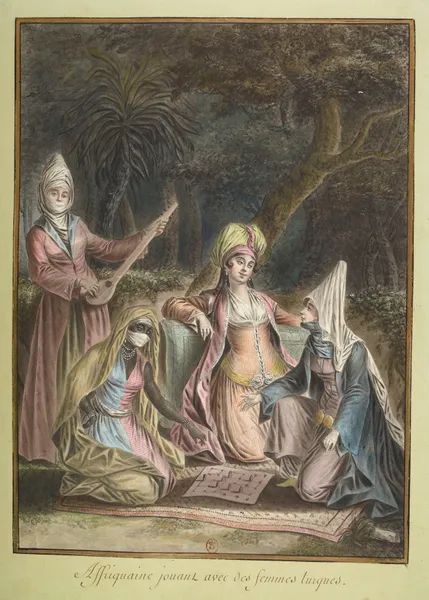 Affriquaine (africaine) jouant avec des femmes turques av François-Marie Rosset