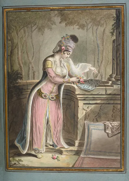 Jeune grecque et une colombe av François-Marie Rosset