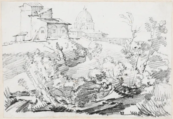 A Building on a Hill with Saint Peter’s in the Distance av Joseph-Marie Vien