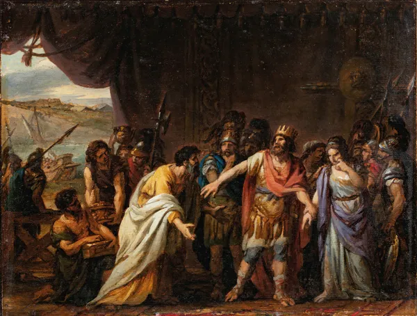 Agamemnon in his tent refusing to give chryseis back to her father av Joseph-Marie Vien