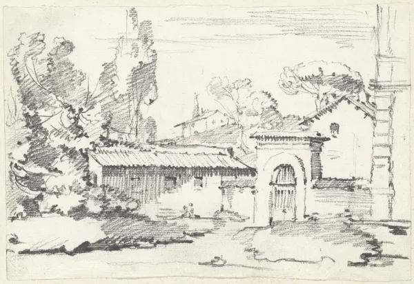 Entrance to the Gardens of the Villa Giulia av Joseph-Marie Vien