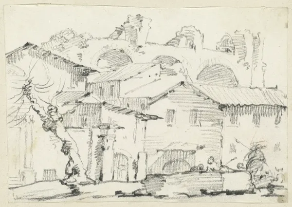 Houses on the North Side of the Forum with the Basilica of Maxentius Beyond av Joseph-Marie Vien