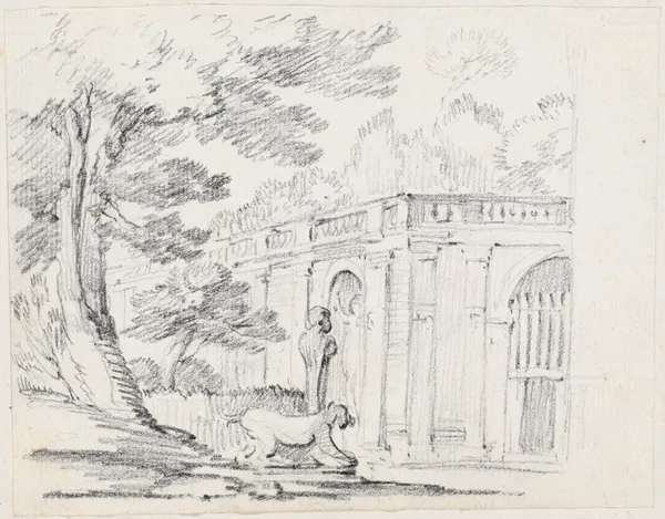Loggia and Statuary in an Italian Garden av Joseph-Marie Vien