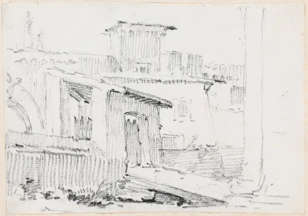 Roman Buildings with an Open Shed av Joseph-Marie Vien