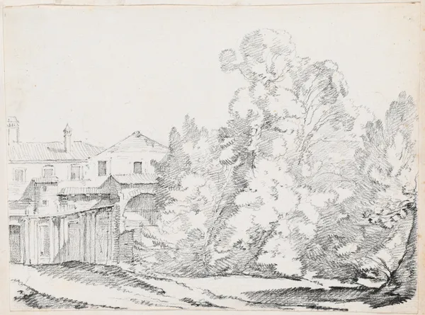 Trees Screening a House Built on Ancient Ruins av Joseph-Marie Vien