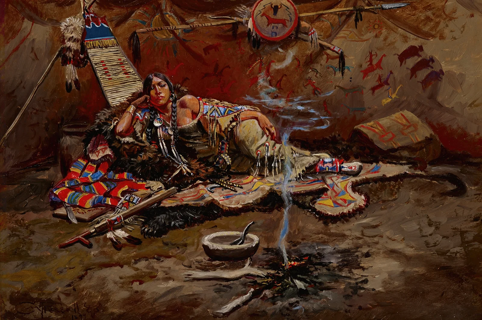 Waiting and Mad av Charles Marion Russell
