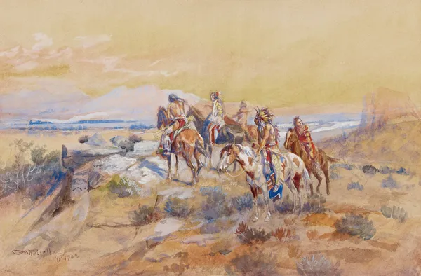 Watching The Iron Horse av Charles Marion Russell
