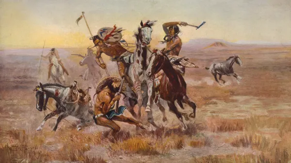 When Sioux and Blackfeet met av Charles Marion Russell
