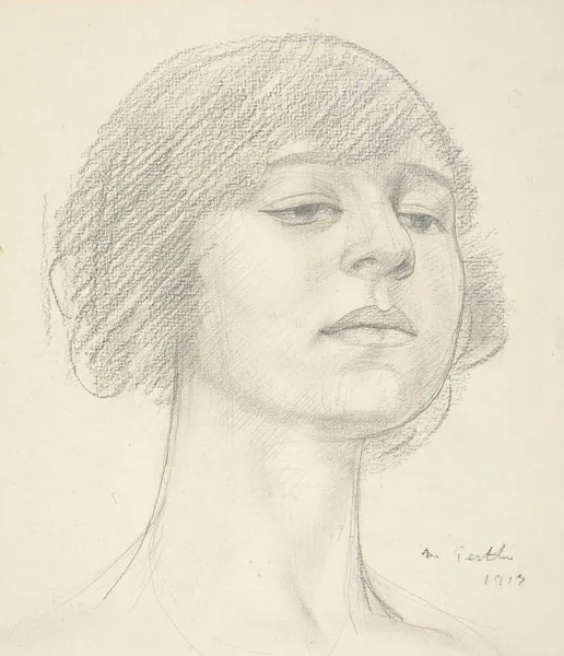 Head of Dora Carrington av Mark Gertler