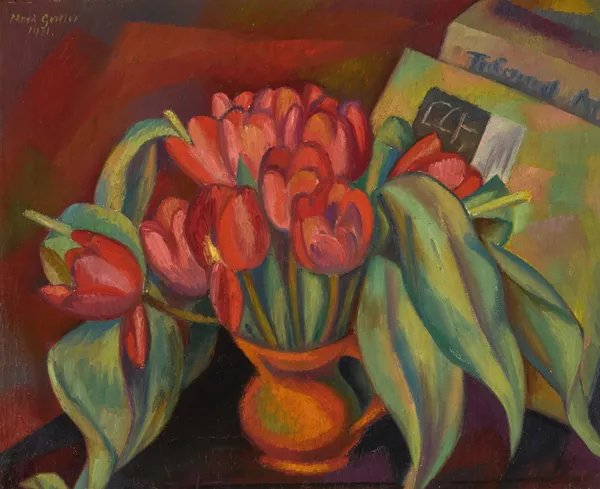 Still Life with Red Tulips av Mark Gertler