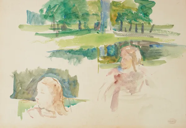 Étude de paysage à la rivière et d’enfants, 1910 – nr 1 av Mary Cassatt