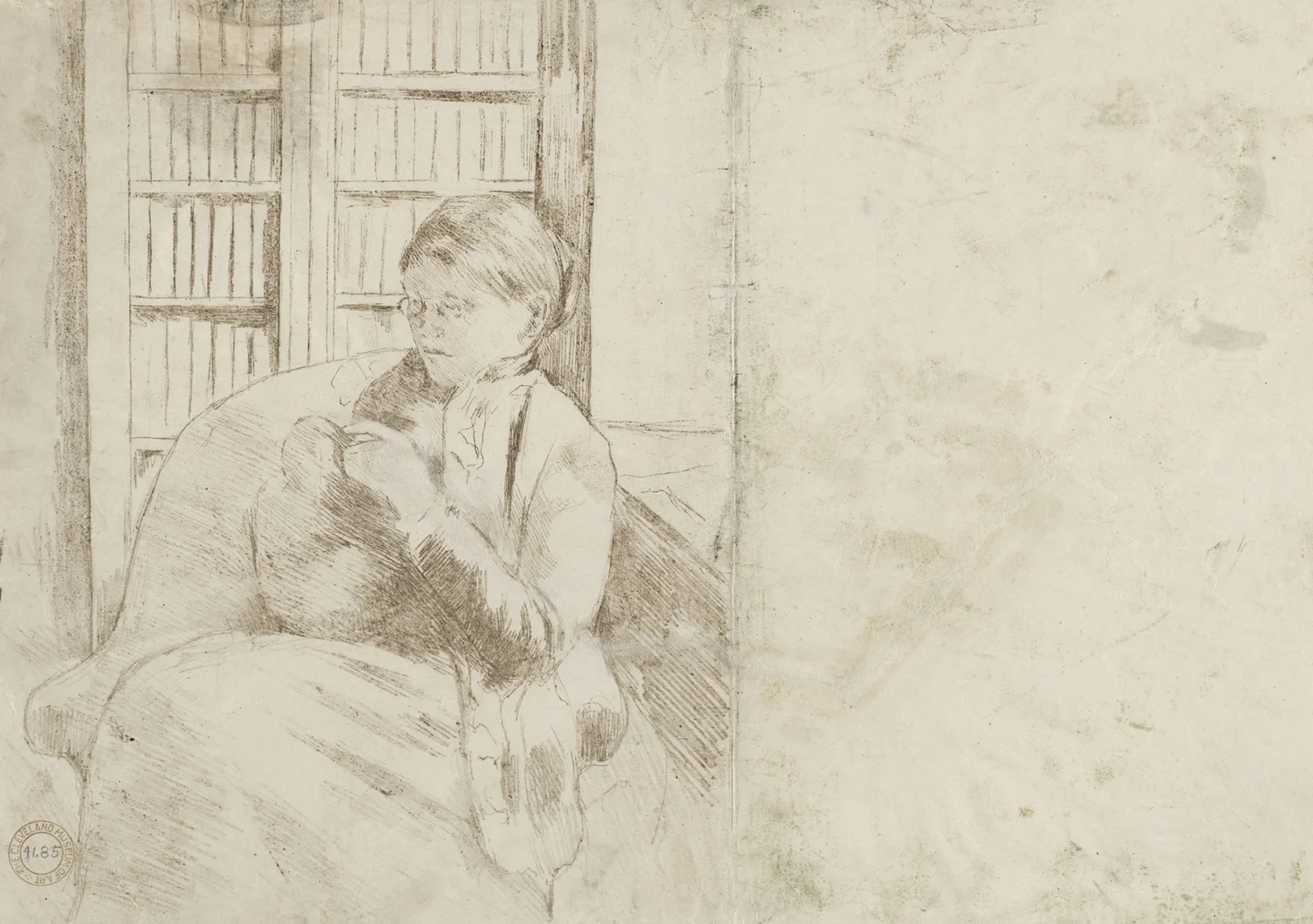 Knitting in the Library (verso), 1881 – nr 2 av Mary Cassatt