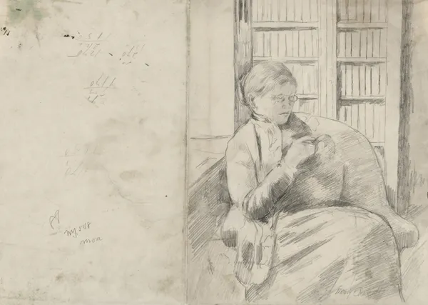 Knitting in the Library (recto), 1881 – nr 1 av Mary Cassatt