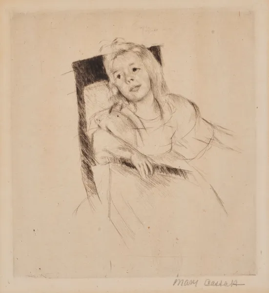 Simone Resting Her Head on the Back of a Chair av Mary Cassatt