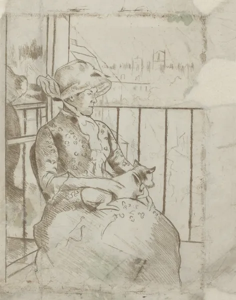 Susan on a Balcony Holding a Dog (verso), 1883 – nr 2 av Mary Cassatt
