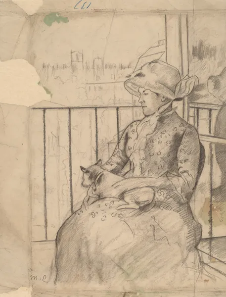 Susan on a Balcony Holding a Dog (recto), 1883 – nr 1 av Mary Cassatt
