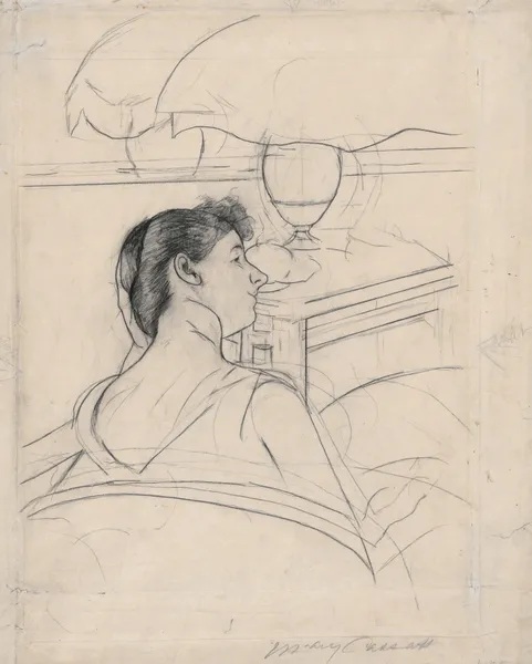 Woman and Lamp av Mary Cassatt