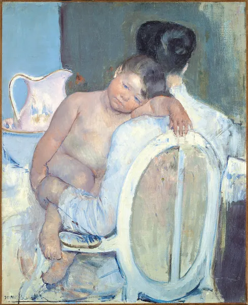 Woman Sitting with a Child in Her Arms av Mary Cassatt