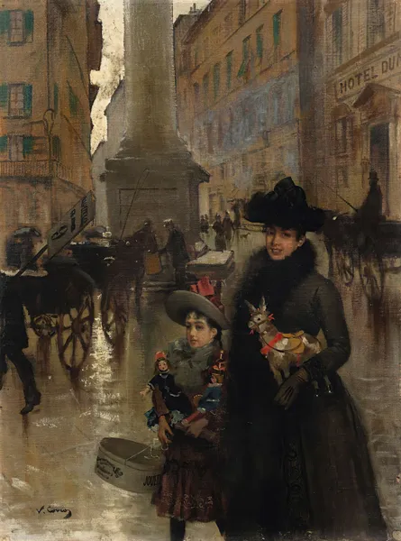 Piazza Santa Trinità, Florence av Vittorio Matteo Corcos