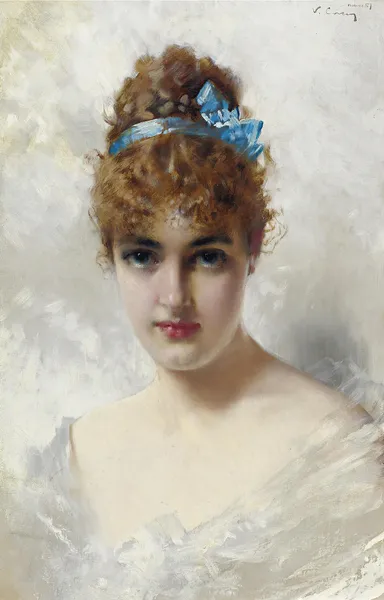 Portrait Of A Young Woman In White av Vittorio Matteo Corcos