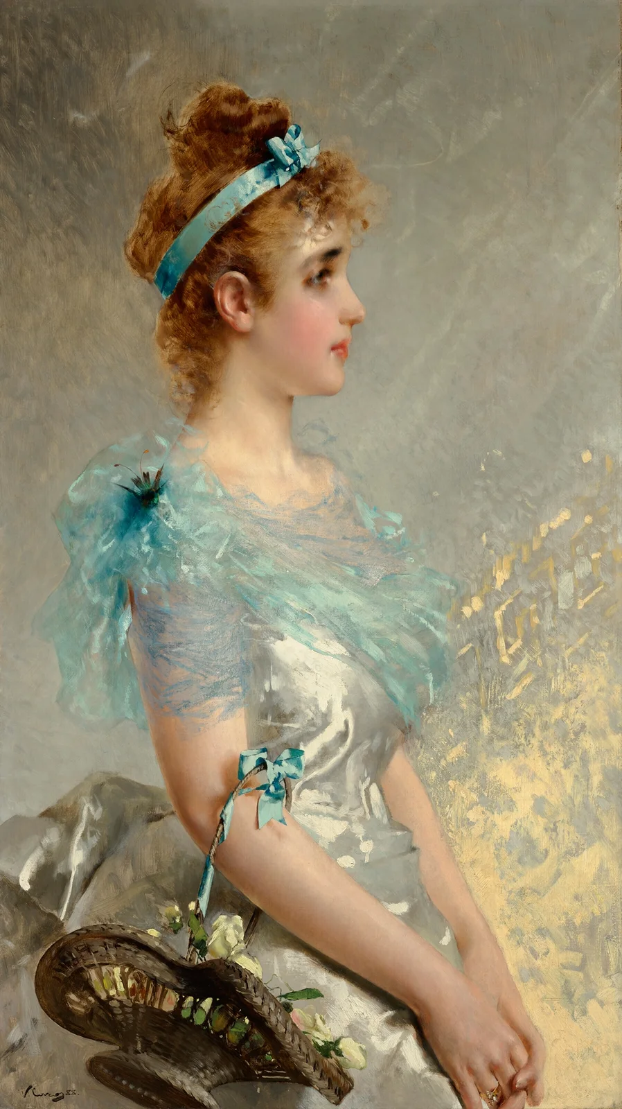 The flower basket av Vittorio Matteo Corcos