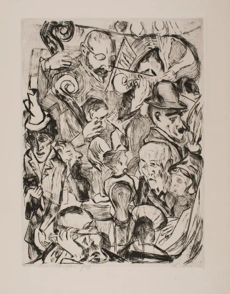 Café Music, plate 9 from the portfolio ‘Faces’ av Max Beckmann