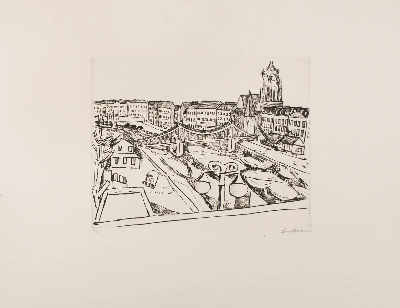 City View with ‘Eiserner Steg’ av Max Beckmann