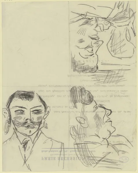 Drei Zeichnungen mit Männerköpfen av Max Beckmann