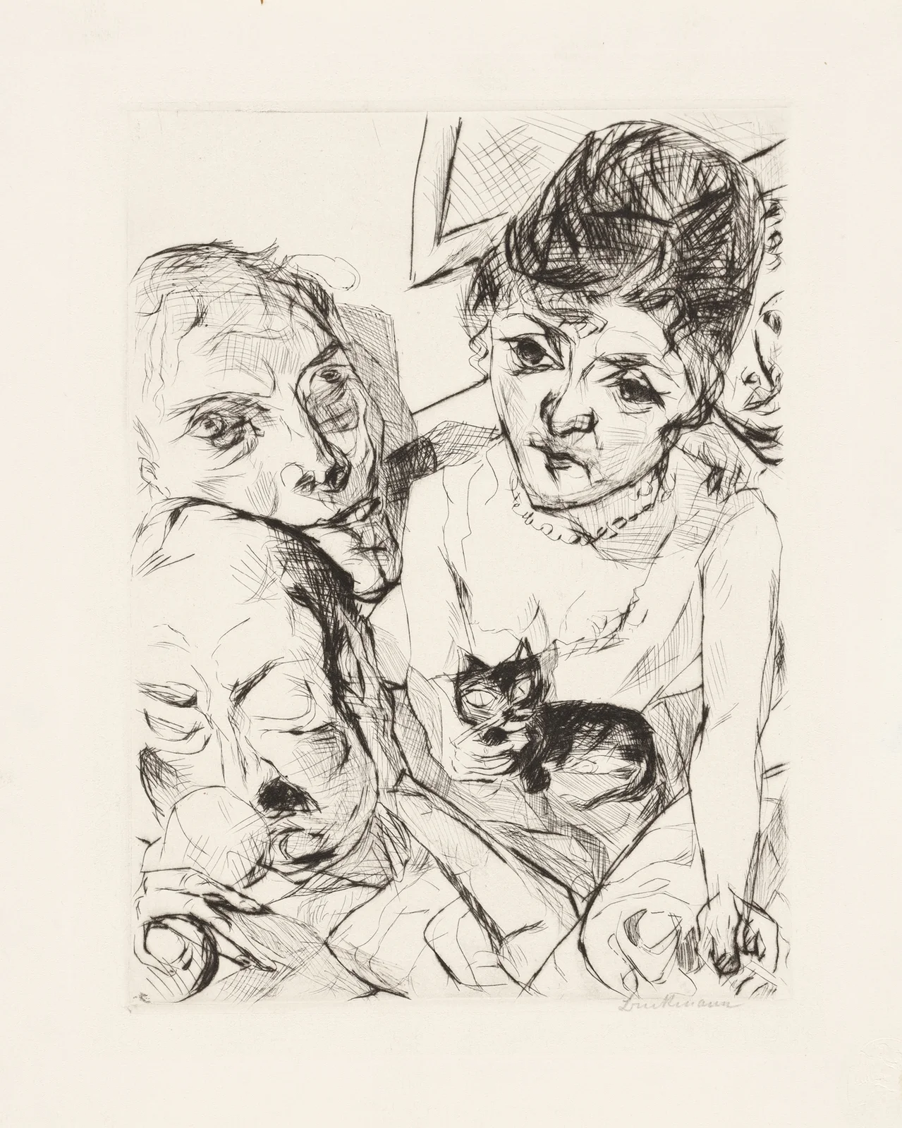 Evening (Self-Portrait with the Battenbergs) av Max Beckmann