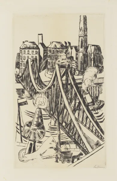 Large Bridge (the ‘Eiserne Steg’ in Frankfurt am Main) av Max Beckmann