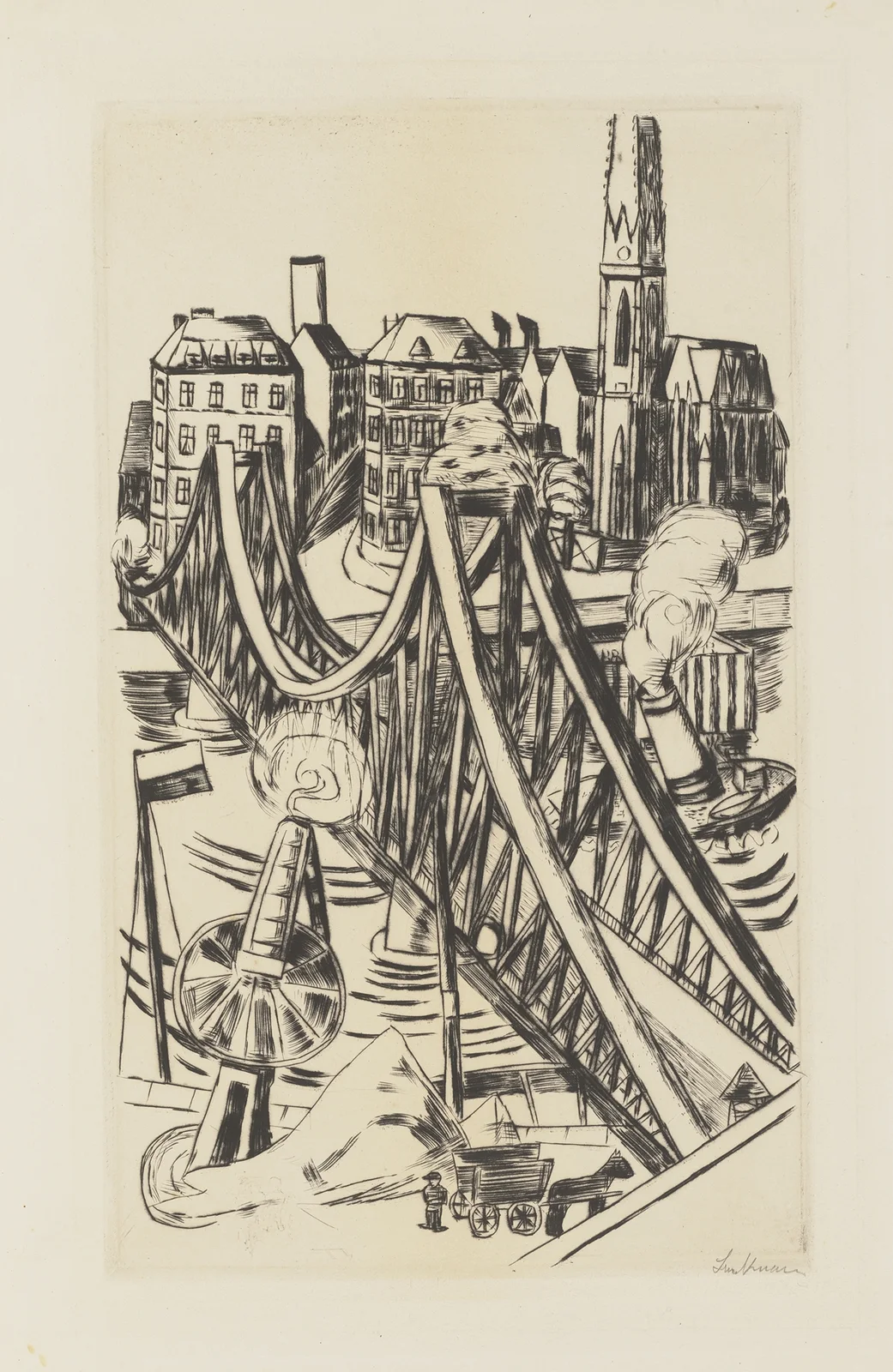 Large Bridge (the ‘Eiserne Steg’ in Frankfurt am Main) av Max Beckmann