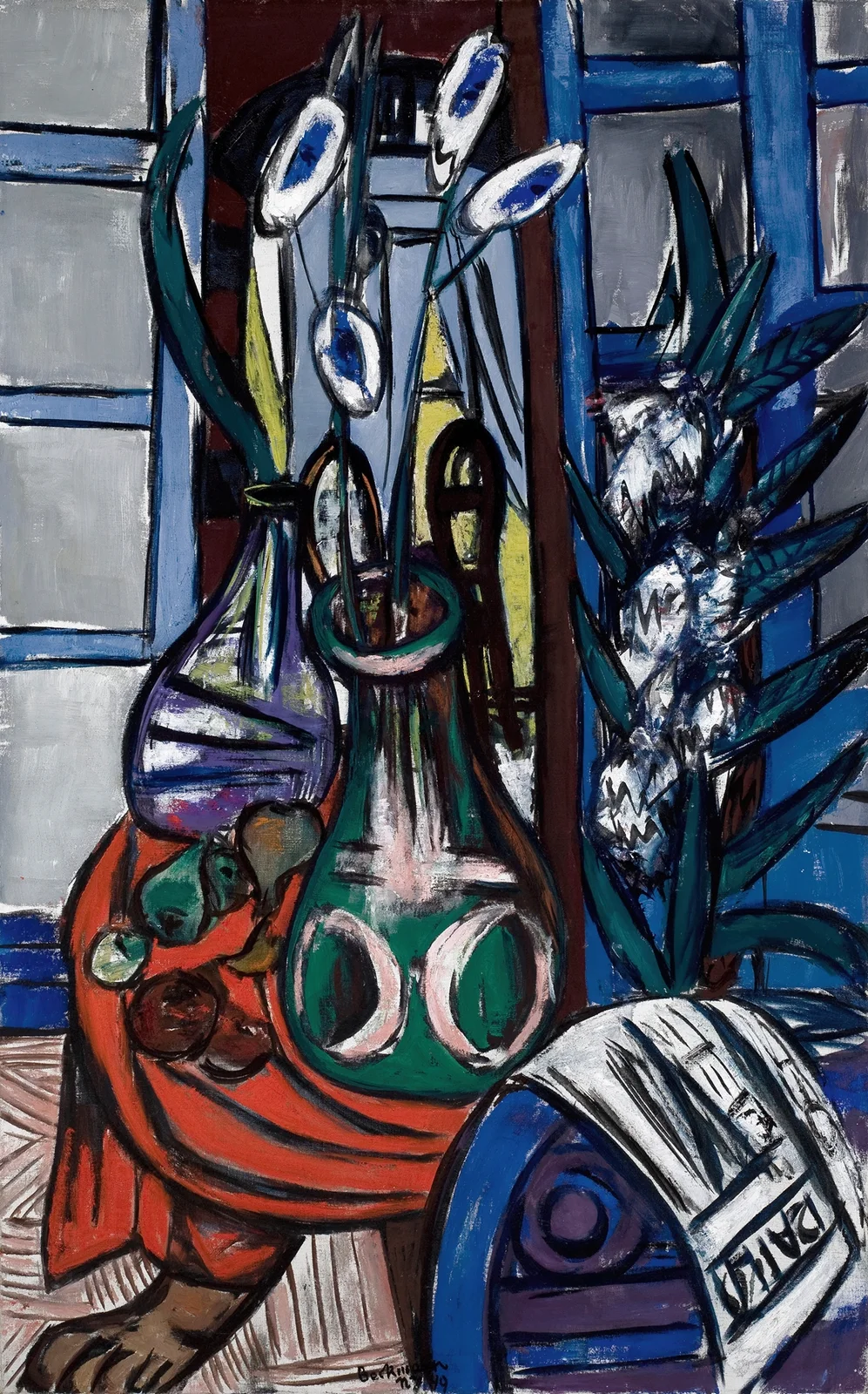Large Still Life Interior (Blue) av Max Beckmann