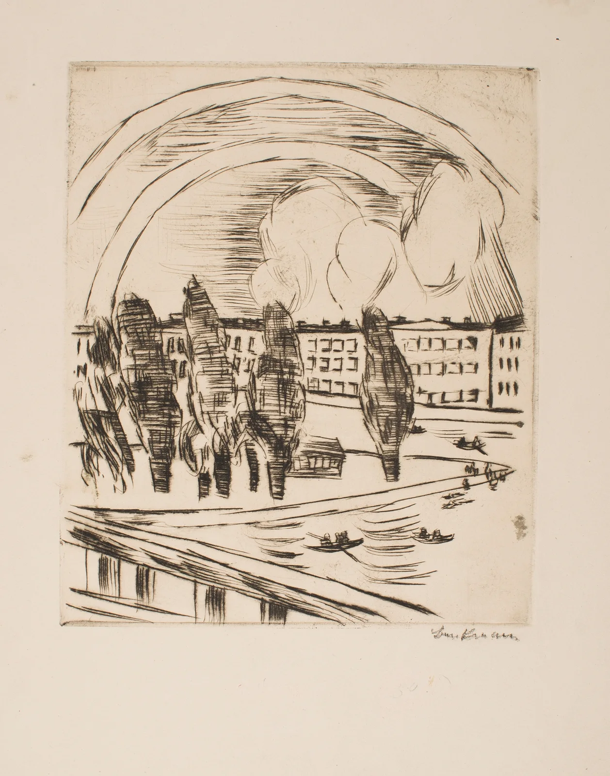 Main River Landscape with Rainbow av Max Beckmann