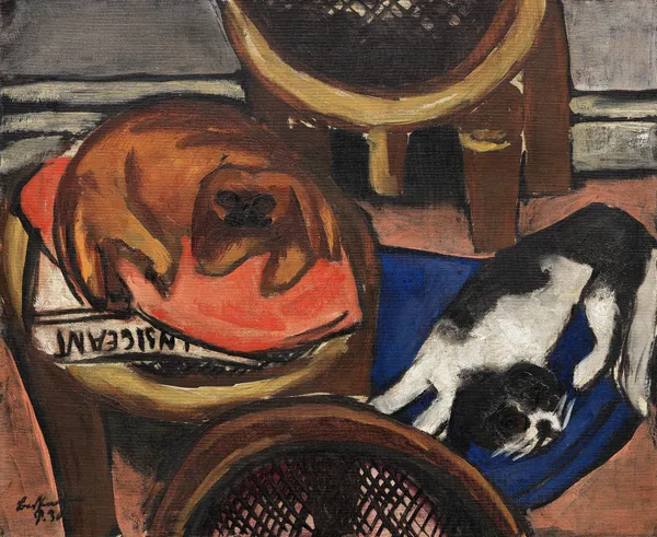 Majong und Chilly (Hunde) av Max Beckmann
