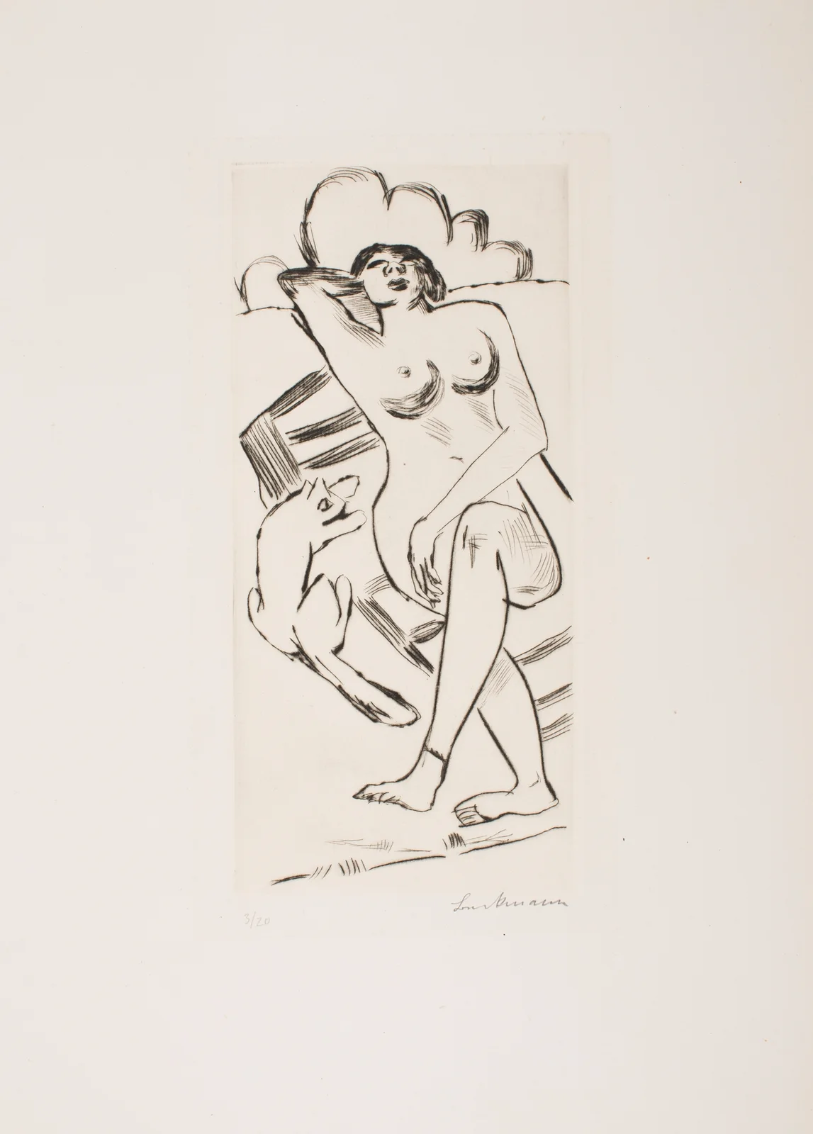 Nude and Cat on the Beach av Max Beckmann