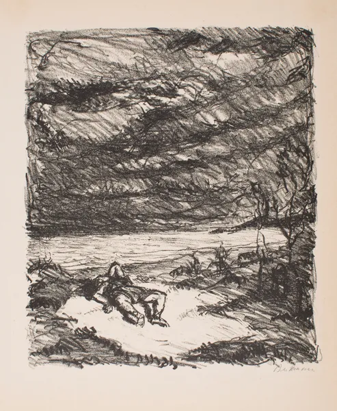 Orpheus at the Shore I, Plate 2 from the series ‘The Return of Eurydice, Three Cantos’ av Max Beckmann