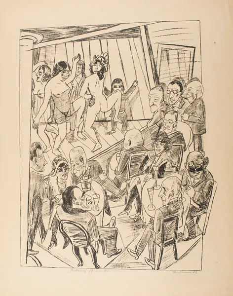 Striptease, plate 4 from the series ‘Trip to Berlin 1922’ av Max Beckmann