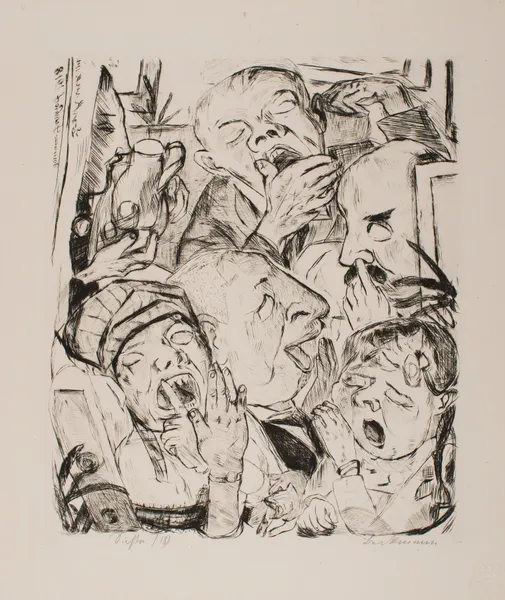 The Yawners, plate 7 from the portfolio ‘Faces’ av Max Beckmann