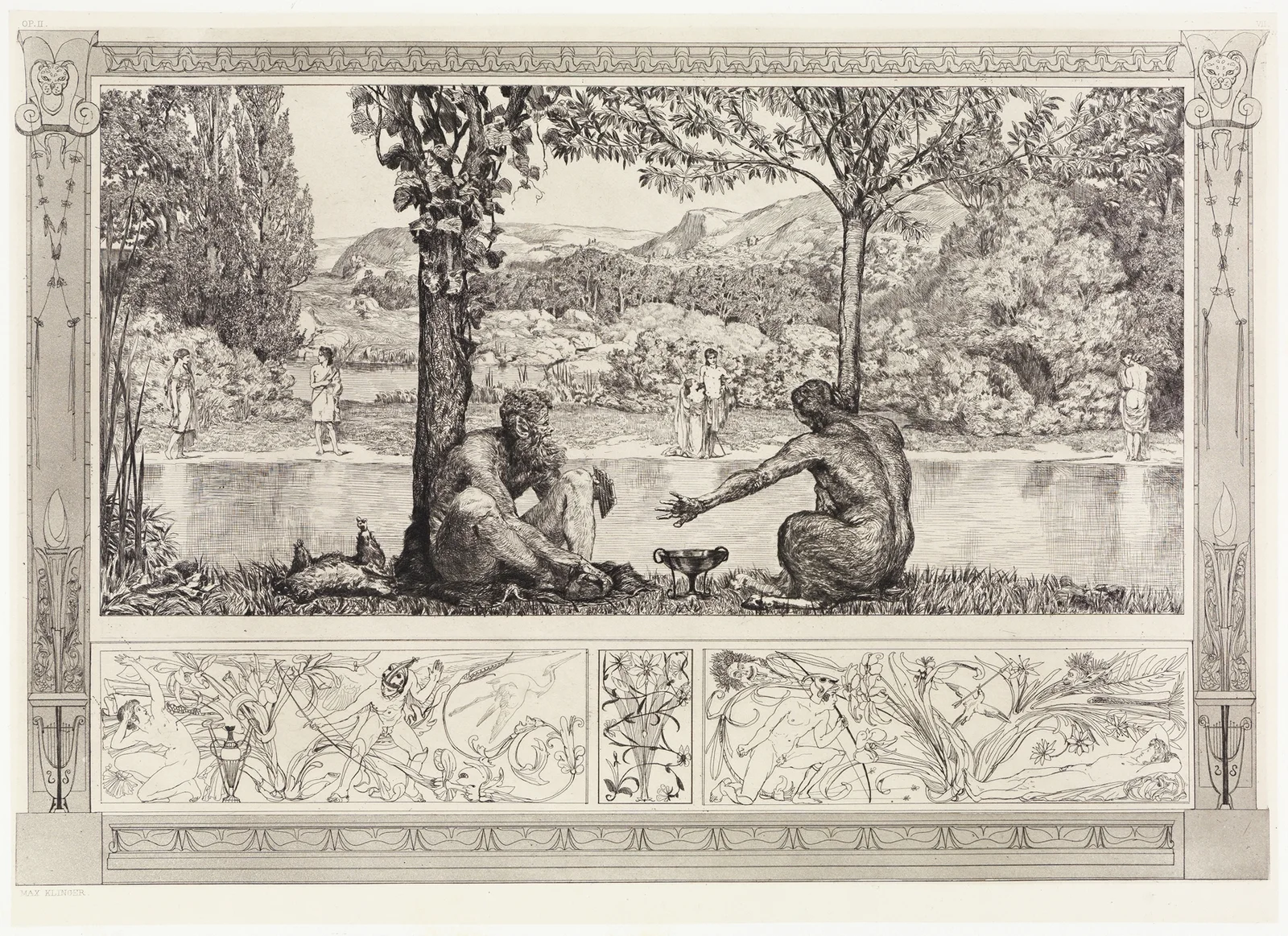 Narcissus und Echo I (Rettungen Ovidischer Opfer, Opus II, Blatt 7) av Max Klinger