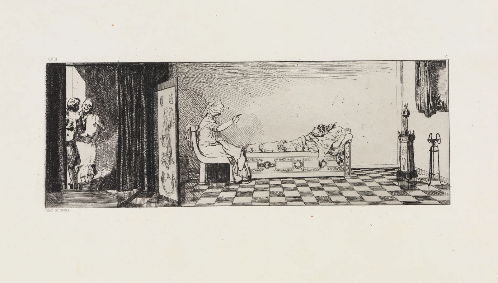 Pyramus und Thisbe IV (Rettungen Ovidischer Opfer, Opus II, Blatt 5) av Max Klinger
